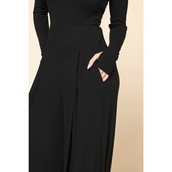 Popflex Go With The Flow Long Sleeve Jumpsuit - Black size Med Xtra Tall - Picture 2 of 4